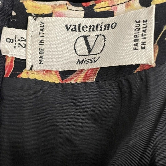 Valentino Miss V Botanical Floral Silk Knee Length Dress Size 8 Vintage - Picture 9 of 12
